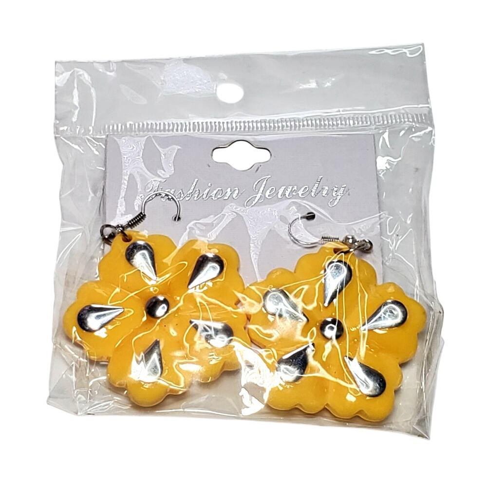 New Yellow Flower Dangle Fashion Jewelry Floral Earrings 2"